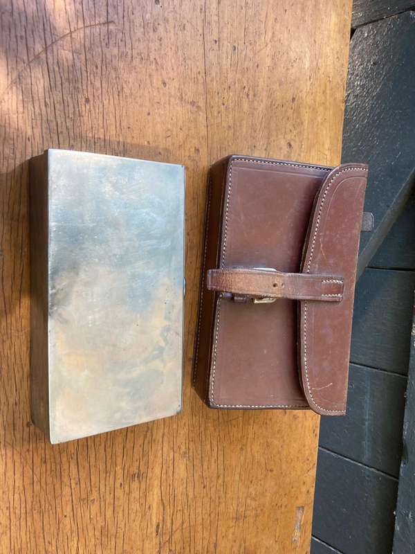 Rare Victorian Sandwich Box in Leather Case by James Dixon & Sons, Sheffield