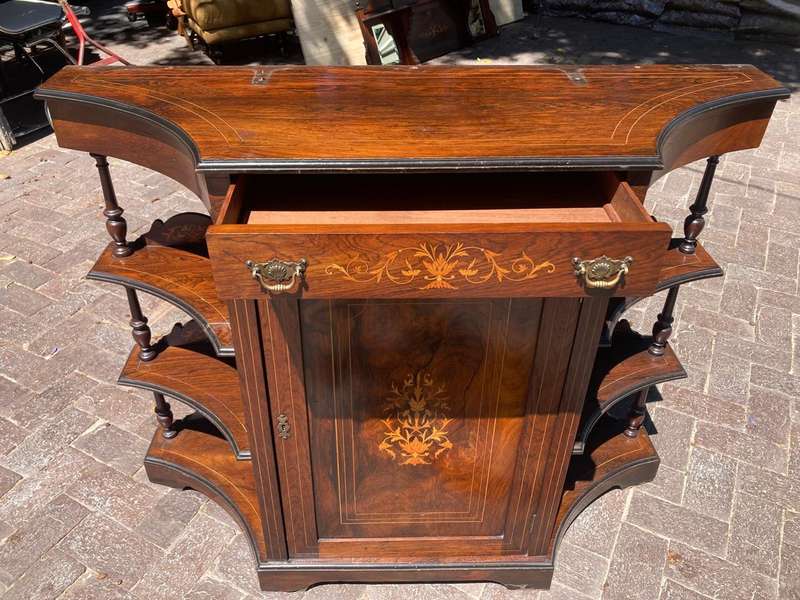 Superb Burr Walnut and Marquetry Inlaid Etagere circa 1900 ( 115 x 35 x 180 cm )