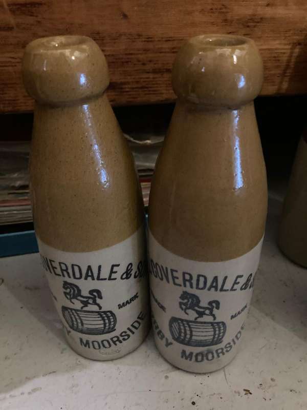 Collection of 10 Stoneware Ginger Bottles