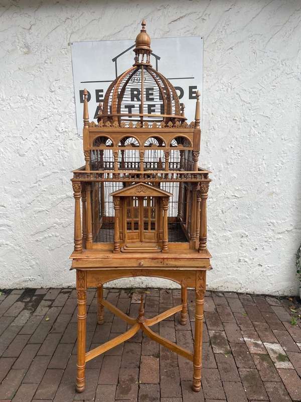 Beautiful Ornate Wooden Birdcage on Stand( 200 x 68 x 68 cm )