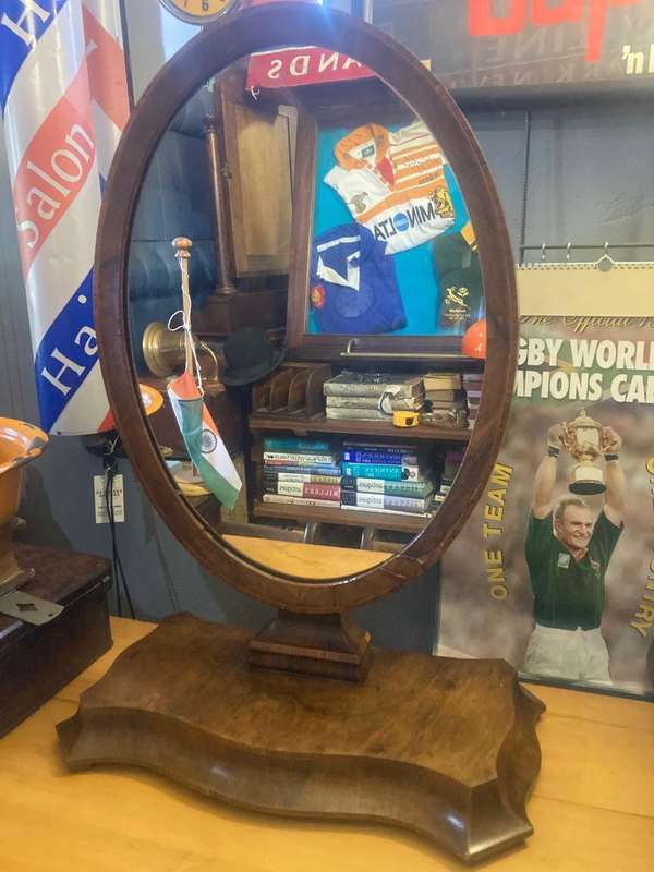 Beautiful Flame Mahogany Shaving Mirror ( 81 x 58 x 31 cm )