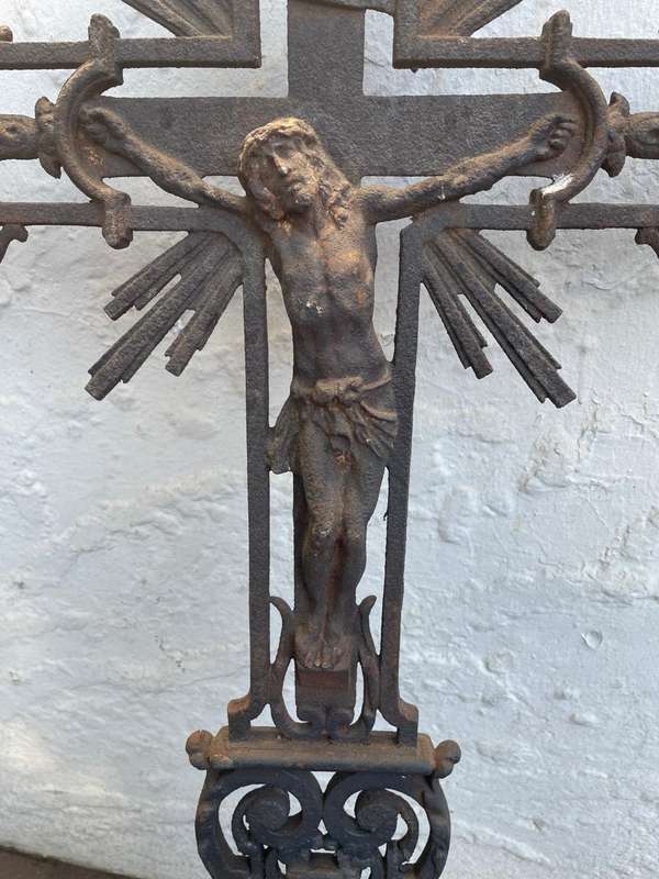 Rare Original Cast Iron Crucifix circa 1850 (156 x 85 cm )