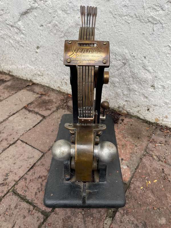 Cast Iron and Brass Laundry Markong Machine A&C Jenner( 34 x 31 x 17 cm ) circa 1922