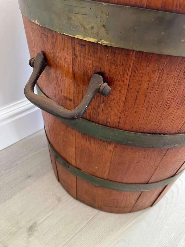 Vintage Harvesting Barrel with Brass Bands and Handles  ( 50 cm )