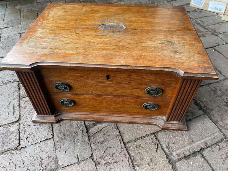 Oak Cutlery Box with some Cutlery ( 51 x 38 x 25 cm