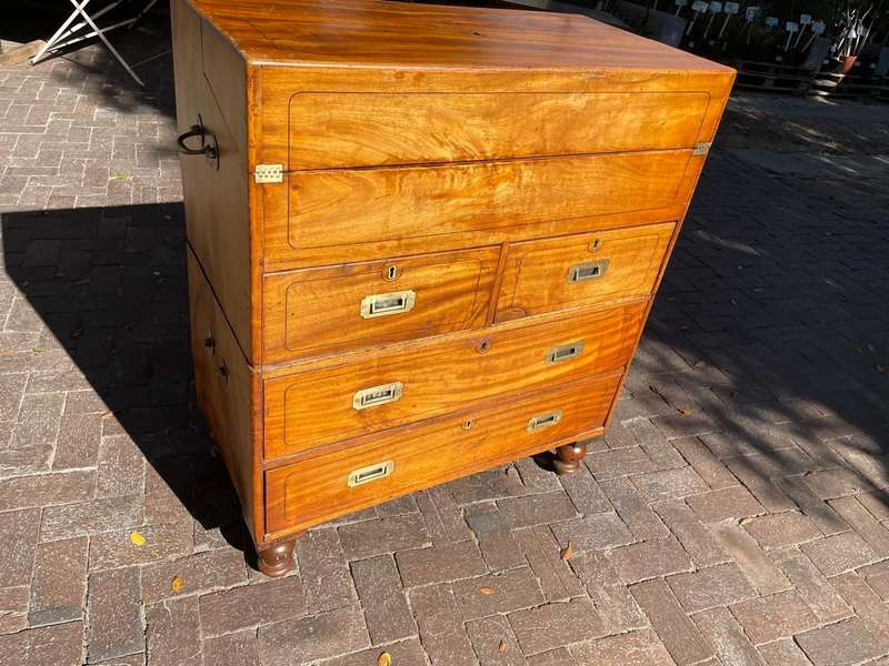 Rare Camphorwood Military Campaign Chest/ Secretaire on Chest ( 108 x 90 x 47 cm )