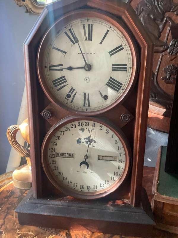 Mahogany Cased Calender Clock