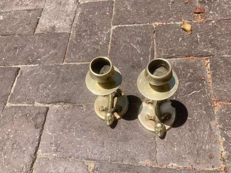 Pair of Brass Candelsticks ( 15 cm high)