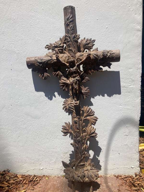 Rare French Cast Iron Crucifix ( 110 x 52 cm )