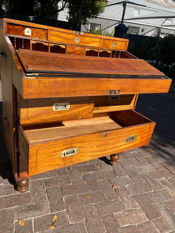Rare Camphorwood Military Campaign Chest/ Secretaire on Chest ( 108 x 90 x 47 cm )