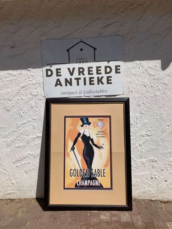 Huge Art Deco Framed Advertising Poster( 135 x 104cm )
