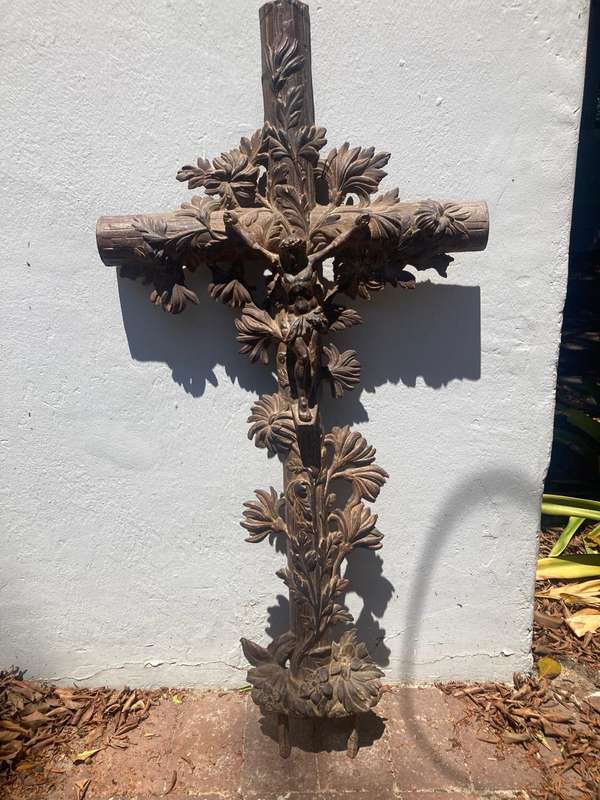 Rare French Cast Iron Crucifix ( 110 x 52 cm )