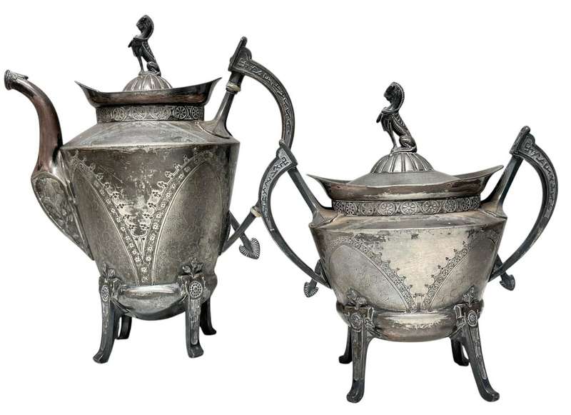 Rare Read and Barton Silverplated Tea/Cofffeepot set. Circa 1873