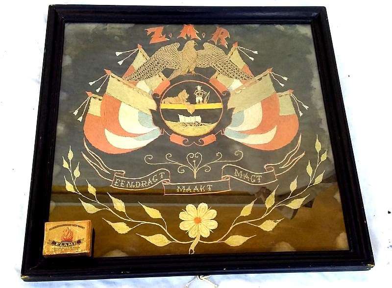 Boer War: Hand Embroided ZAR Coat of Arms ( 40 x 38 cm )