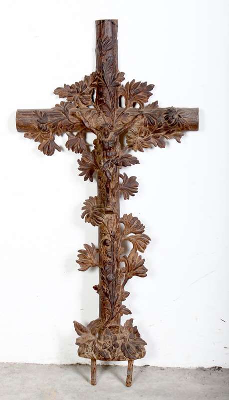 Rare French Cast Iron Crucifix ( 110 x 52 cm )