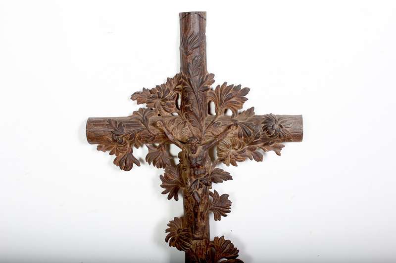 Rare French Cast Iron Crucifix ( 110 x 52 cm )