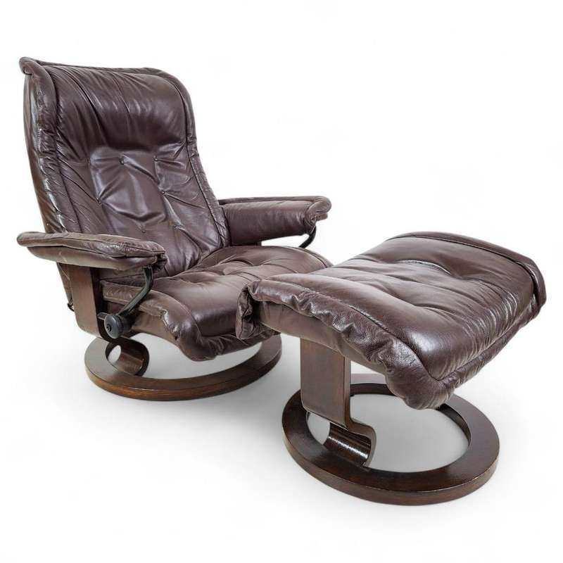 Ekornes Stressless Leather Chair and Footstool