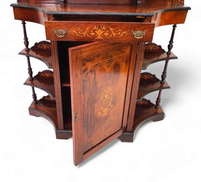 Superb Burr Walnut and Marquetry Inlaid Etagere circa 1900 ( 115 x 35 x 180 cm )