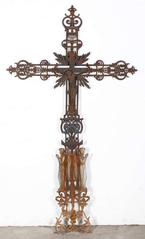 Rare Original Cast Iron Crucifix circa 1850 (156 x 85 cm )