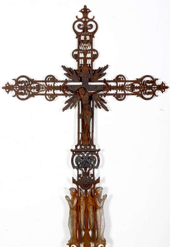 Rare Original Cast Iron Crucifix circa 1850 (156 x 85 cm )