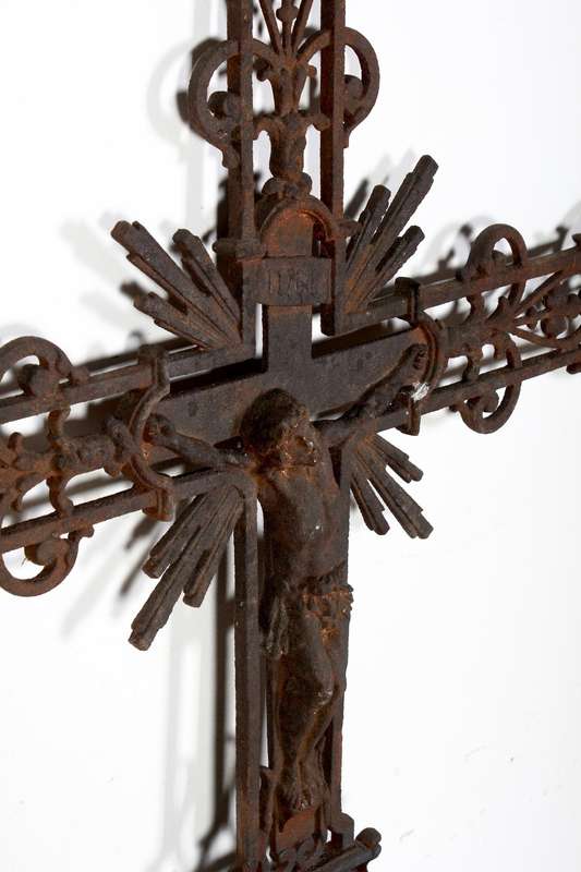 Rare Original Cast Iron Crucifix circa 1850 (156 x 85 cm )