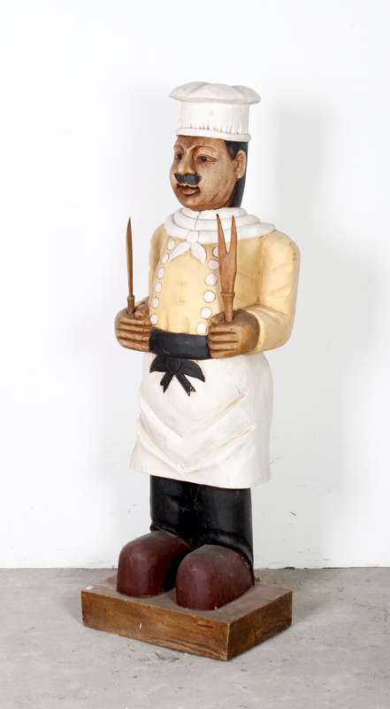 Vintage Wooden Chef Figurine ( 135 cm )