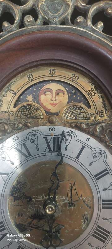 Rare Dutch Moonphase Wall Clock (50 cm , working )