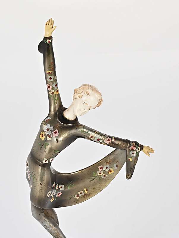 Art Deco Dancer by Joseph Lorenzl , Bronze ande Ivory on Onyx base . Signed 23 cm