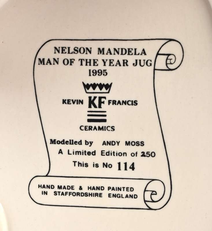 Kevin Francis Toby Jug Limited Editiom of Nelson Mandela by Andy Moss , 114/250 . ( 23 cm high )