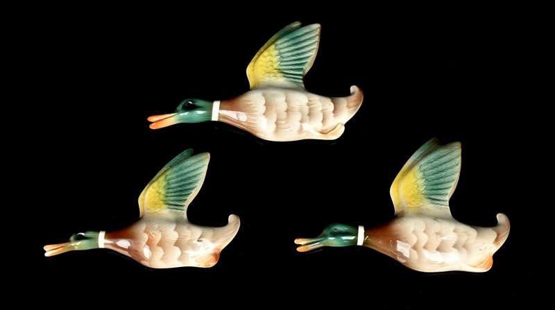 Mid Century Keele Street Pottery set of 3 Flying Ducks ( Largest 18 x 13.5 )