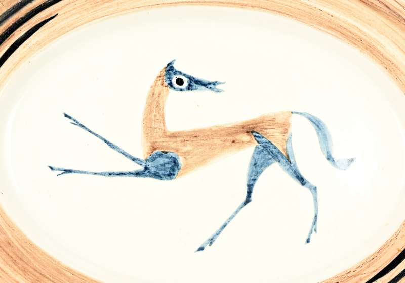 Clarice Cliff: John Armstrong for Clarice Cliff Bizarre. Chaldean Oval Platter ( 36,5 x 28,5)