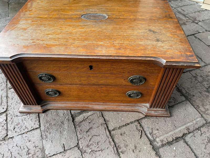 Oak Cutlery Box with some Cutlery ( 51 x 38 x 25 cm
