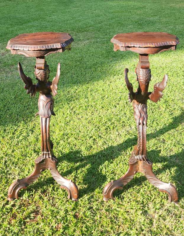 Rare French pair of Candlestands circa 1860, Beauty and Beast ( 95 cm )