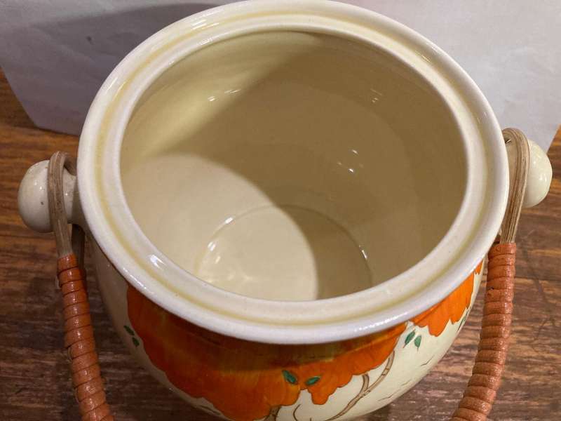 Rare Clarice Cliff Biscuit Barrel Orange Taormina Pattern