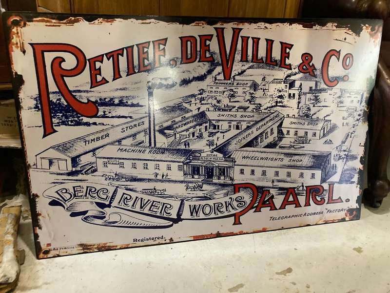 Sign : Repro of a Rare Paarl Retief De Ville Bergrivier Works ( 80 x 50 cm )