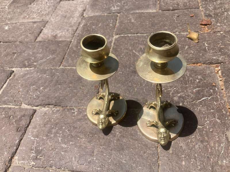 Pair of Brass Candelsticks ( 15 cm high)