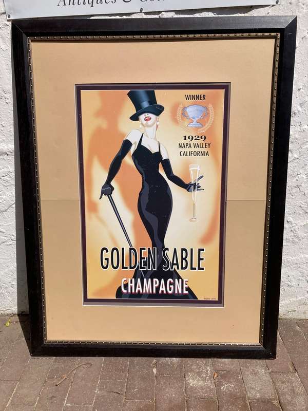 Huge Art Deco Framed Advertising Poster( 135 x 104cm )
