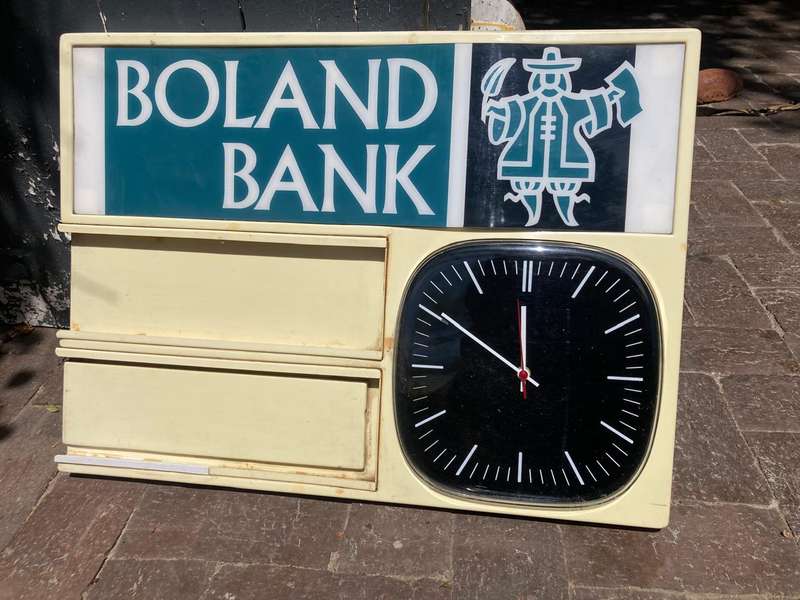 Vintage Boland Bank Advertising Clock ( 60 x 45 cm )