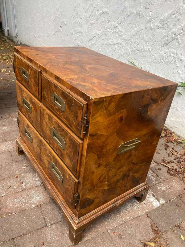 Beautiful Burr Walnut Campaign Style Chest ( 68 x 66 x 40 cm )