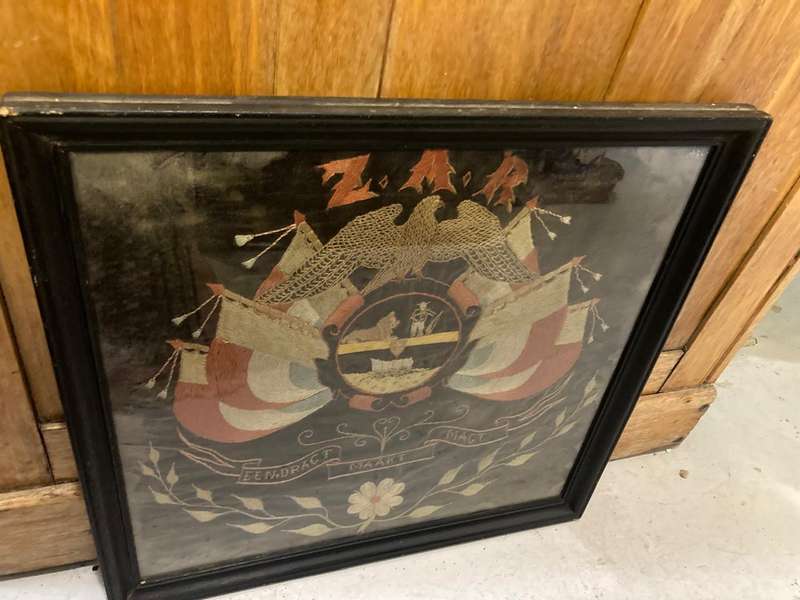 Boer War: Hand Embroided ZAR Coat of Arms ( 40 x 38 cm )