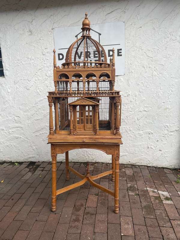 Beautiful Ornate Wooden Birdcage on Stand( 200 x 68 x 68 cm )