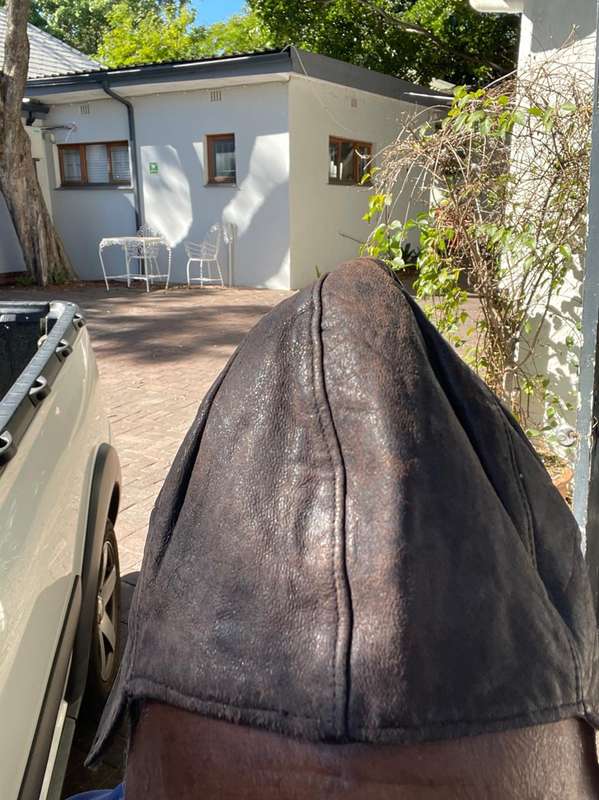 Leather Motorcycle Riding Helmet