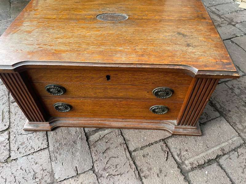 Oak Cutlery Box with some Cutlery ( 51 x 38 x 25 cm