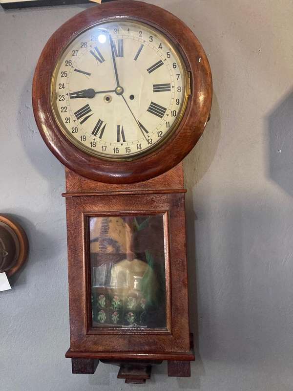 Wallnut Cased Calender Clock ( Working)