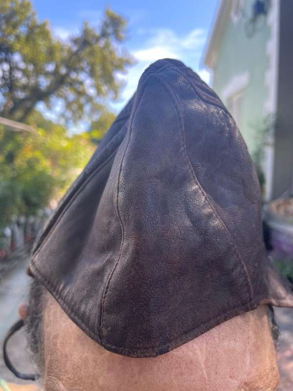 Leather Motorcycle Riding Helmet