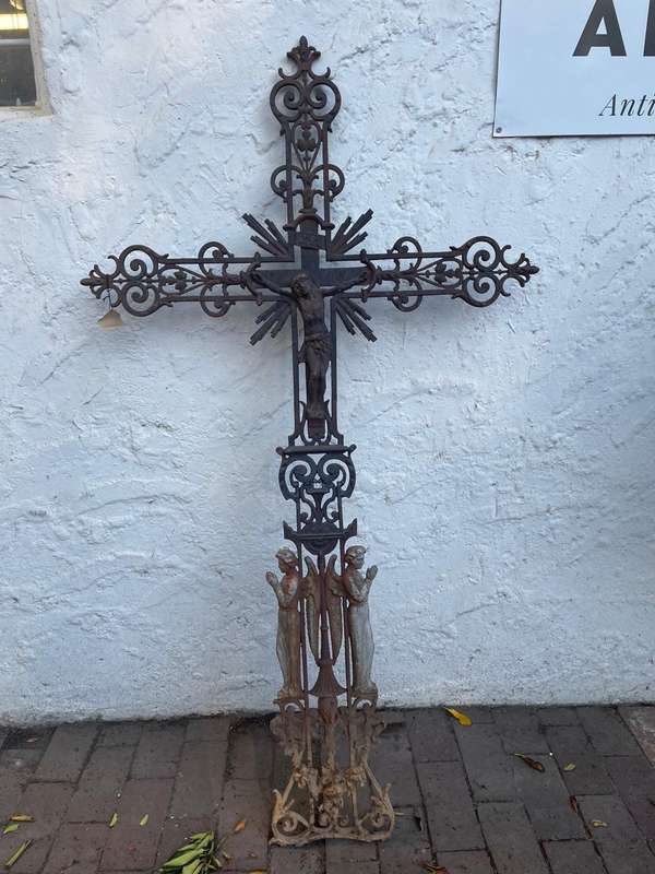 Rare Original Cast Iron Crucifix circa 1850 (156 x 85 cm )