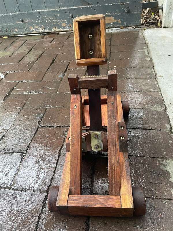 Two Vintage Wooden Models: Guilotine and Flamefthrower