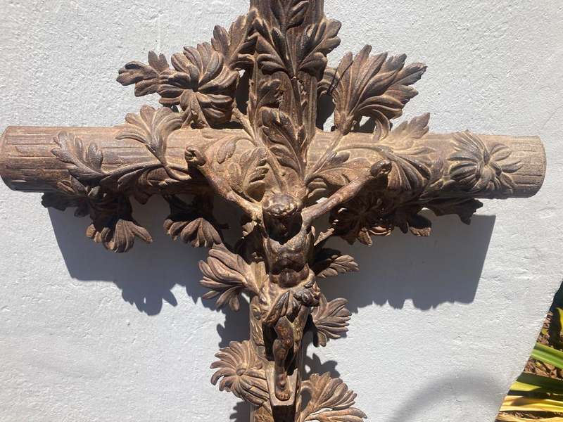 Rare French Cast Iron Crucifix ( 110 x 52 cm )