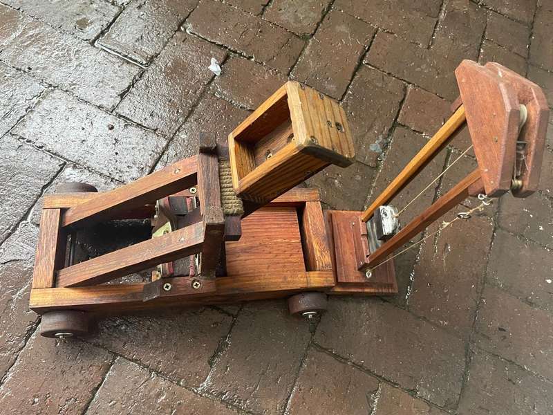Two Vintage Wooden Models: Guilotine and Flamefthrower