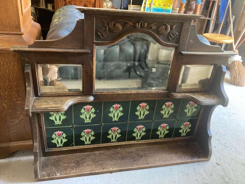Vintage Washstand Top with Art Nouveau Tiles (108 x 80 cm )